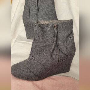 Gray Wedge Ankle Boots